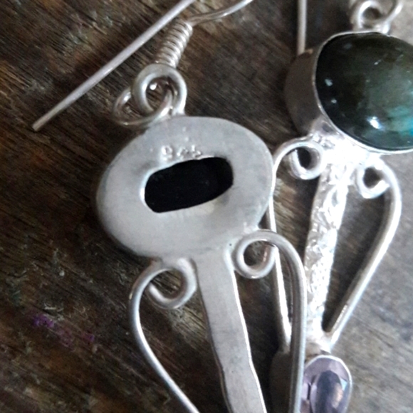 Sterling Silver Labradorite Earrings - Picture 4 of 6